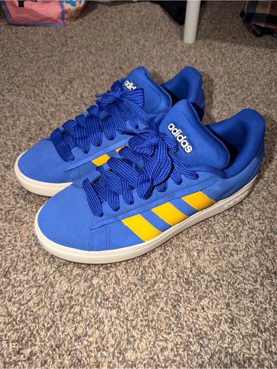 adidas Other - adidas Blue Sneakers with Yellow Stripes